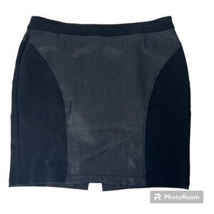 Lane Bryant Black Faux Leather Pencil Skirt Size 24‎ Stretch Mixed Material